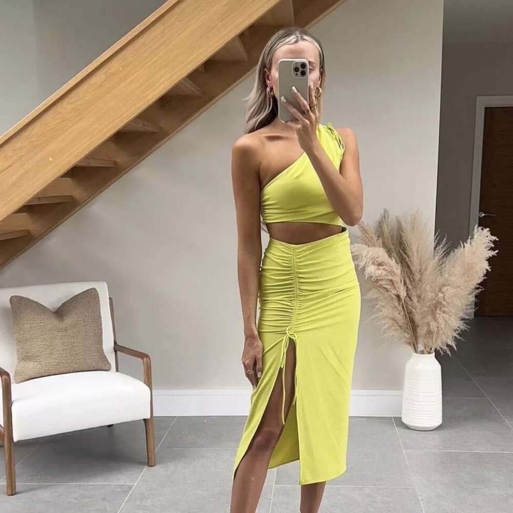 NWT Zara Draped Asymmetric Midi Dress